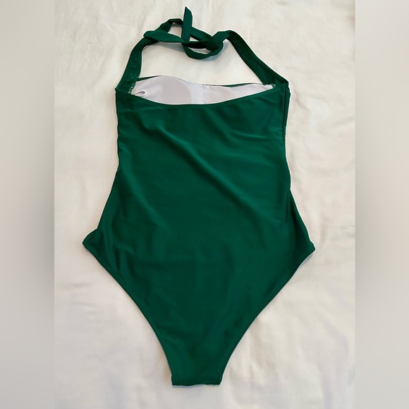 Green Halter One-Piece Swimsuit - Picture 2 of 3